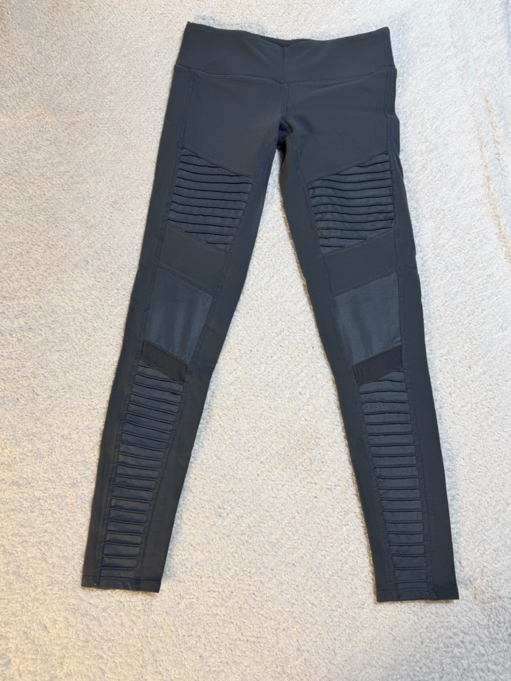 Alo Yoga Moto Leggings Ribbed Panel High Waist Gray Women’s S
